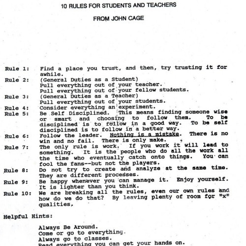 Stream John Cage: 10 Rules for Students and Teachers feat. soundsifting by  anythingispopsicle | Listen online for free on SoundCloud