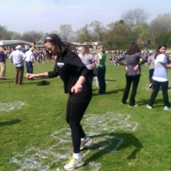 Nick Gale WLS-AM, Hopscotch Guinness World Record in Glen Ellyn, IL, JoAnn Genette