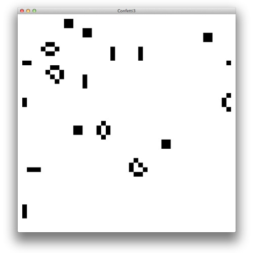 Confetti3aX: Game of Life, Xenakis-inspired version