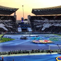 Overheard: the Champions League anthem (from the Olympiastadion Berlin)