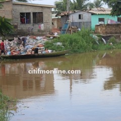 Houses along the Densu river in Ghana submerged as river breaks its banks