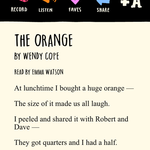 Stream Emma Watson reads The Orange By Wendy Cope (FROM THE LOVE BOOK