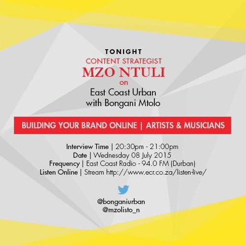 Stream Mzo Ntuli on East Coast radio talking about 'Building Your Brand  Online.' by Mzo Ntuli | Listen online for free on SoundCloud