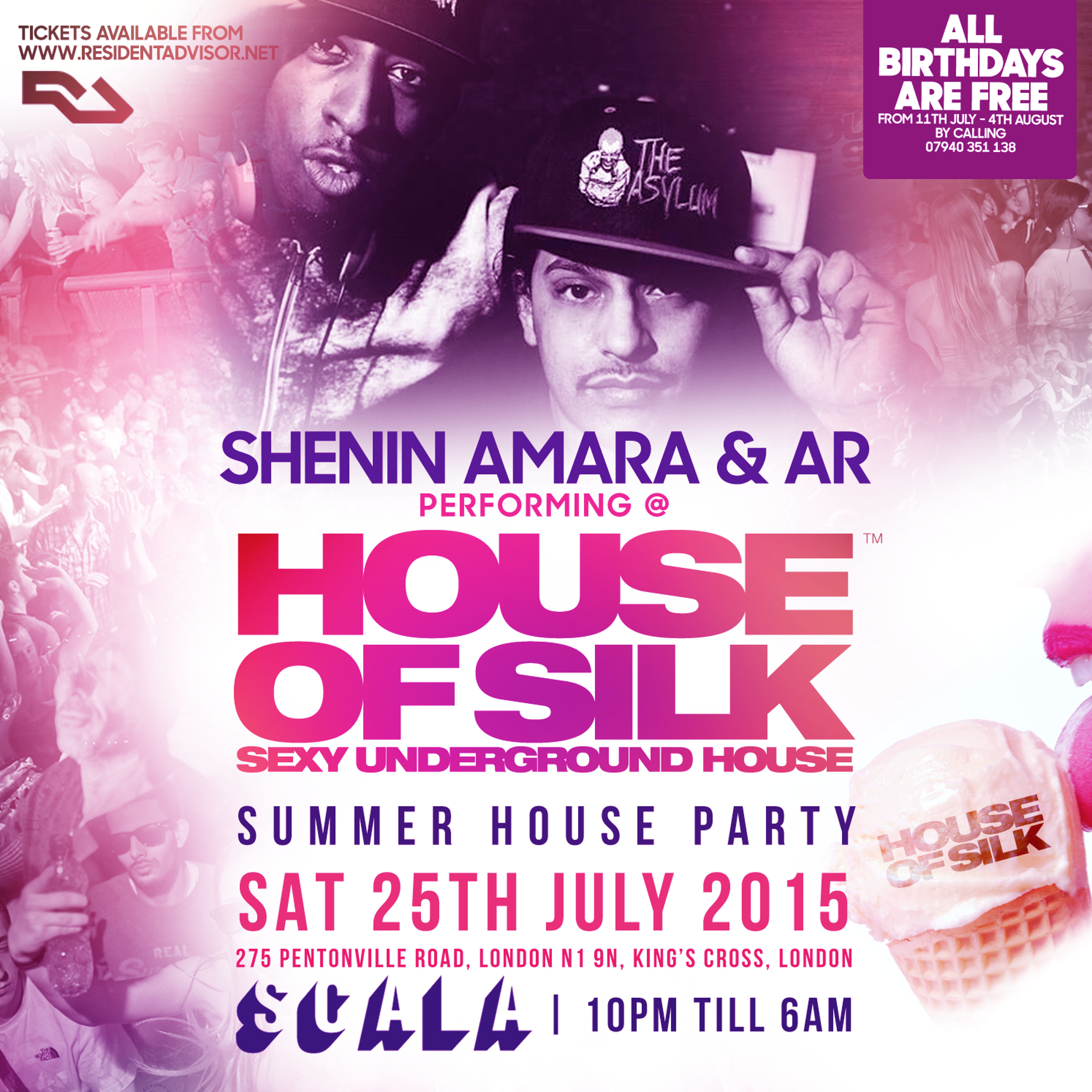 Shenin Amara & AR - 04:05 - 05:00 @ House of Silk  - Summer House Party - SAT 25TH JULY 2015 @ Scala