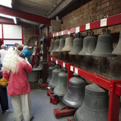 Aug 12, John Taylor Bell Foundries, visitors improvize with medieval bells
