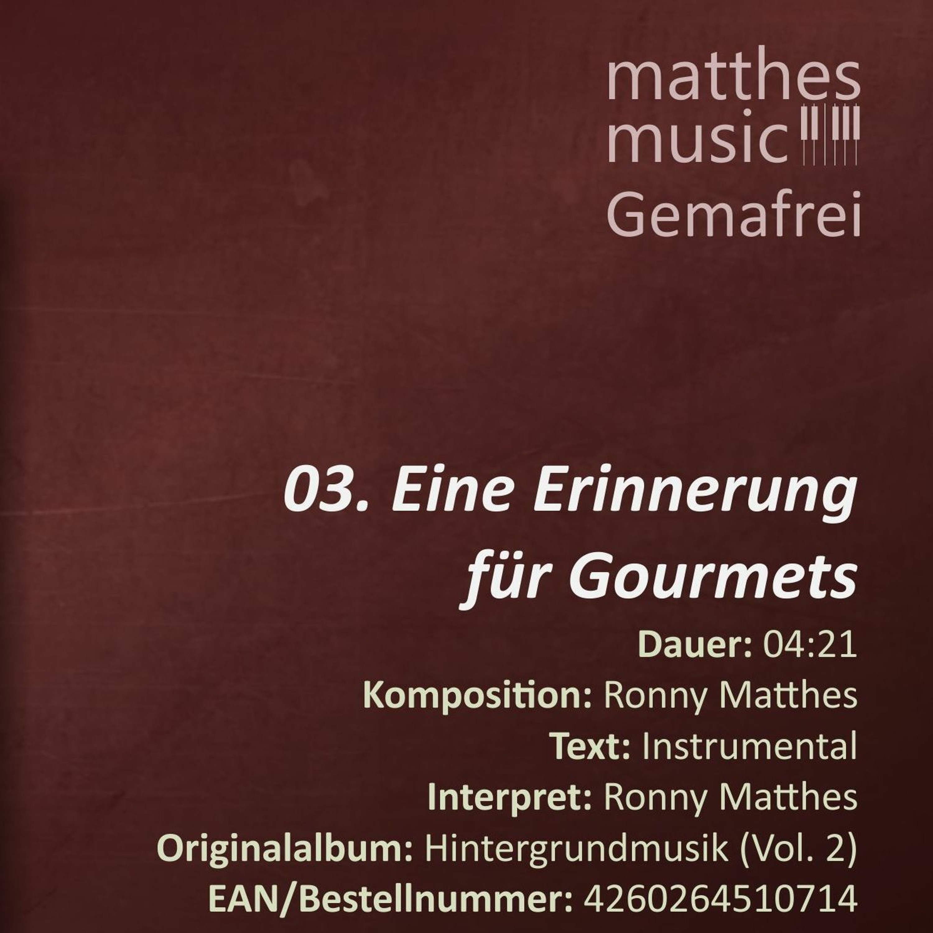 Eine Erinnerung für Gourmets (03/12) - CD: Hintergrundmusik zur Beschallung (Vol. 2) episode artwork