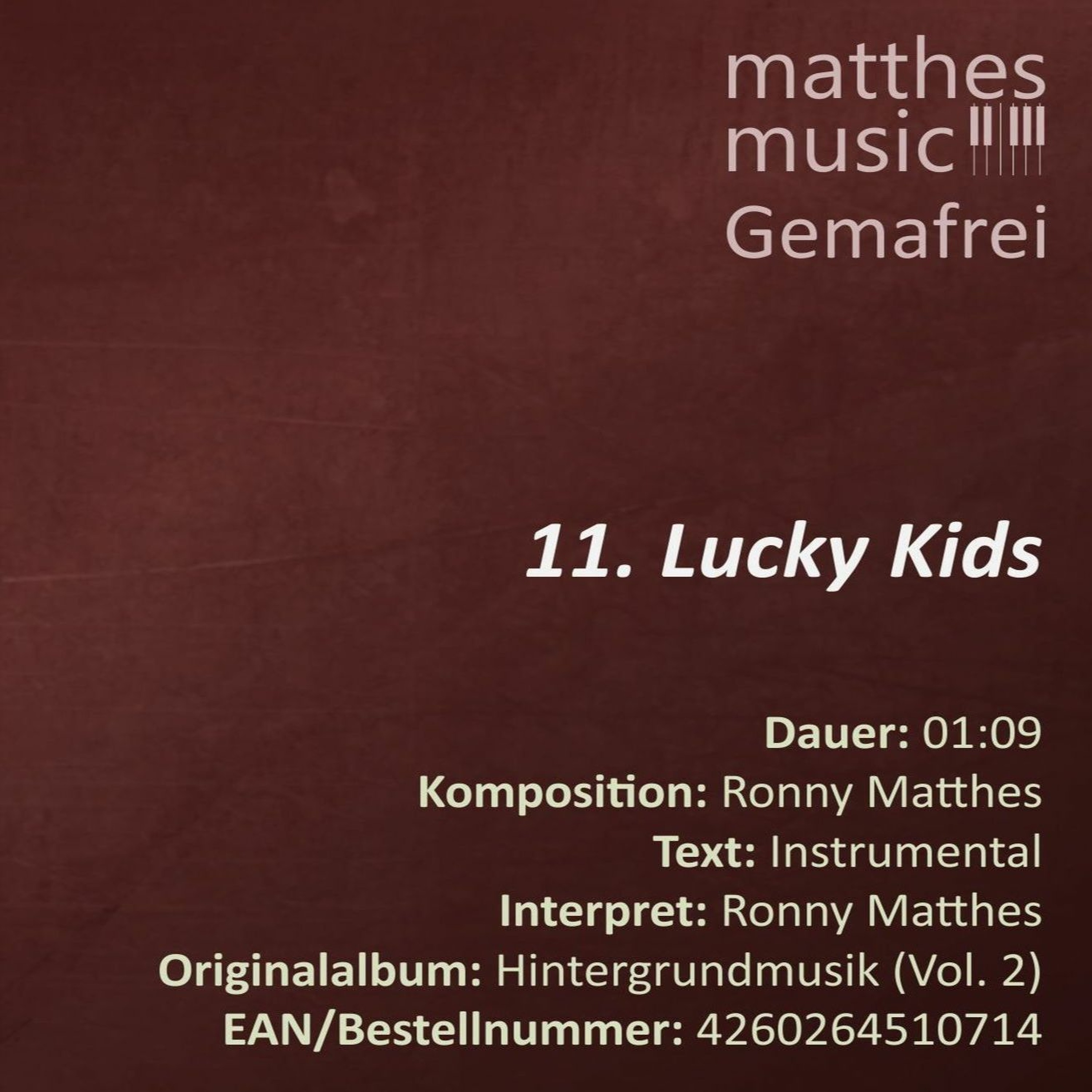 Lucky Kids - Gemafreie Klaviermusik (11/12) - CD: Hintergrundmusik zur Beschallung (Vol. 2) episode artwork