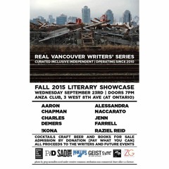 Raziel Reid, When Everything Feels Like the Movies, Real Vancouver Literary Showcase 2015