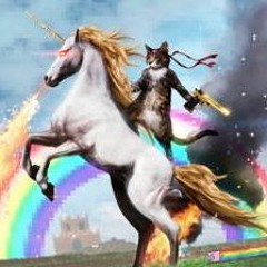 Mean-Cat riding an Evil-Slowmotion-Magic-Unicorn