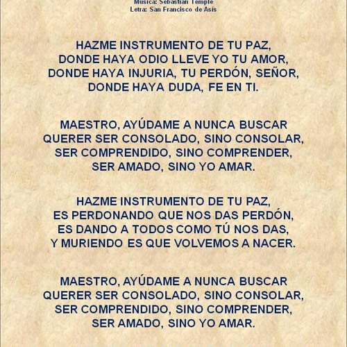 Hazme Un Instrumento De Tu Paz Con Letra