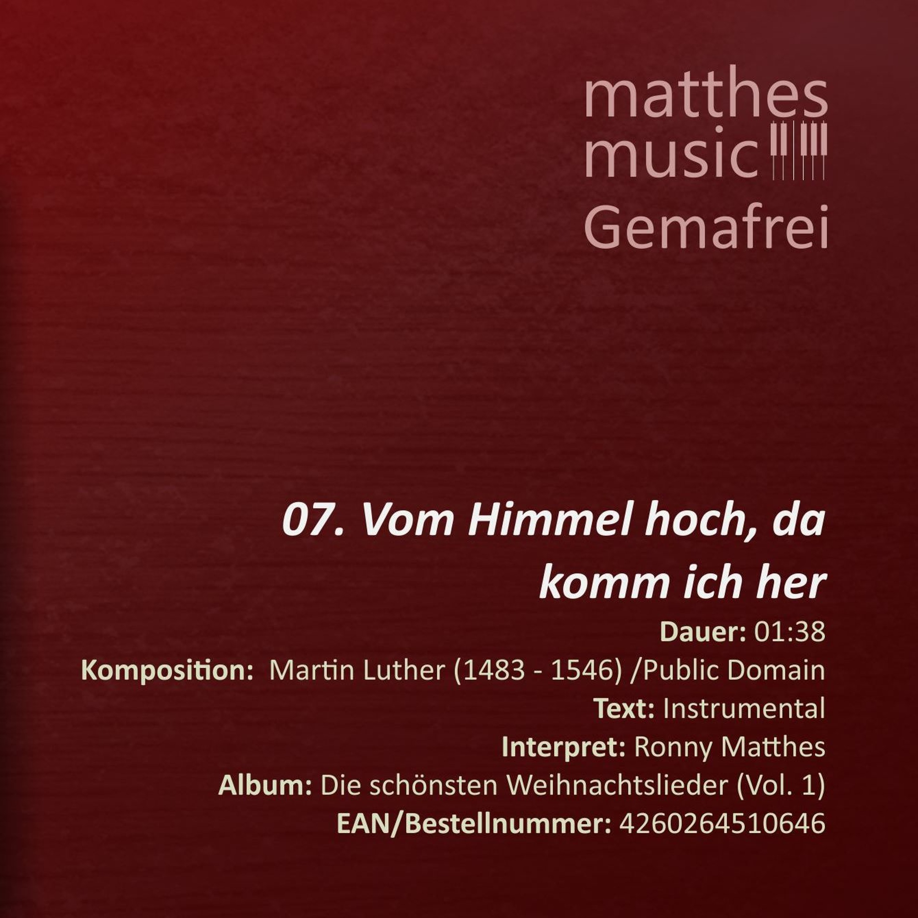 Vom Himmel hoch, da komm ich her - Klavier (07/14) - CD: Die schönsten Weihnachtslieder (Vol. 1) episode artwork