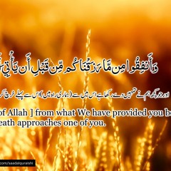 Beautiful and Heart trembling Quran recitation  SURAT AL MUNAFIQUN Ayat 10-11  By Saad Al Qureshi