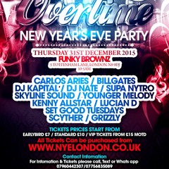 OVERTIME NEW YEARS EVE PARTY THURSDAY 31ST DECEMBER 2015
