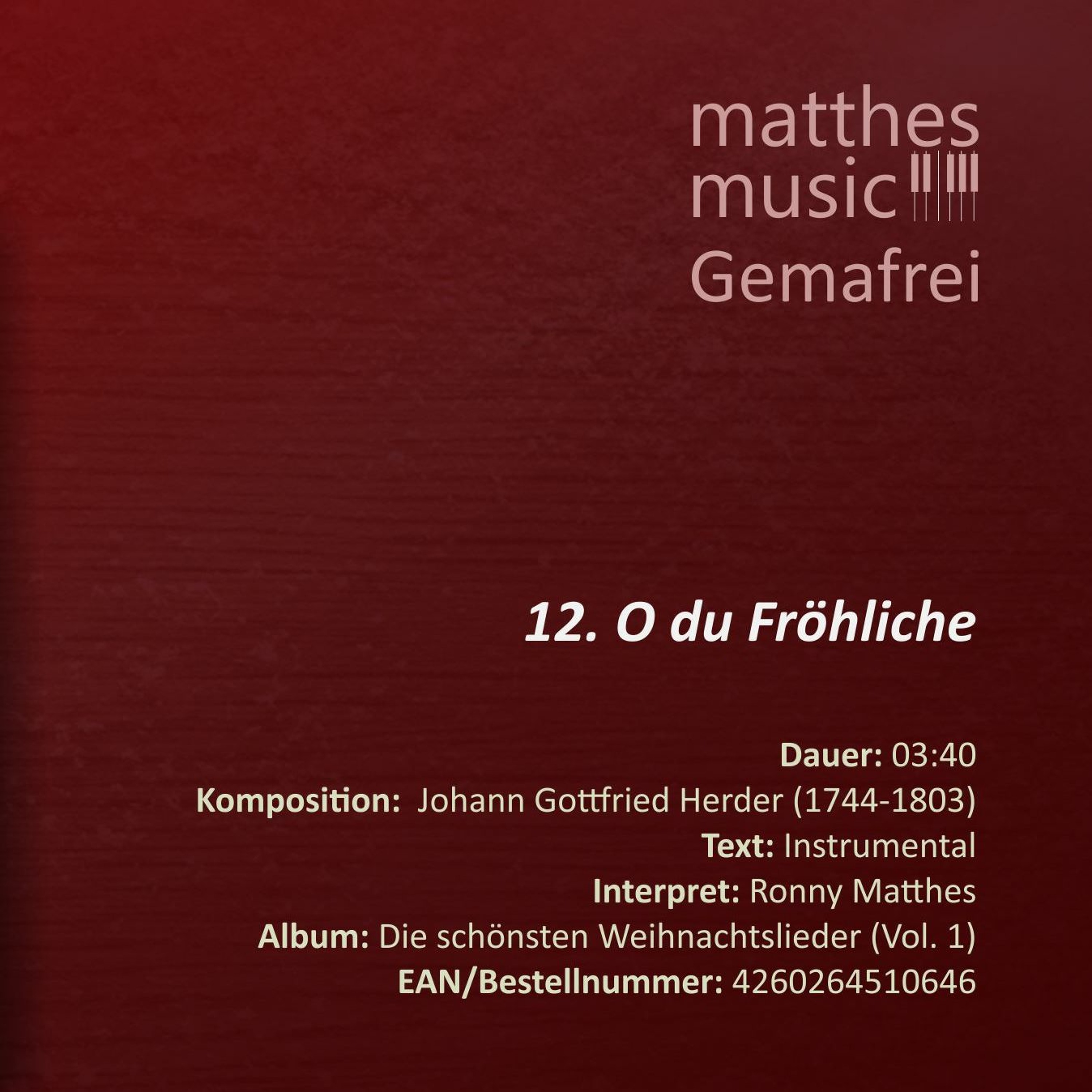 O du Fröhliche - Johann Gottfried Herder (12/14) - CD: Die schönsten Weihnachtslieder (Vol. 1) episode artwork