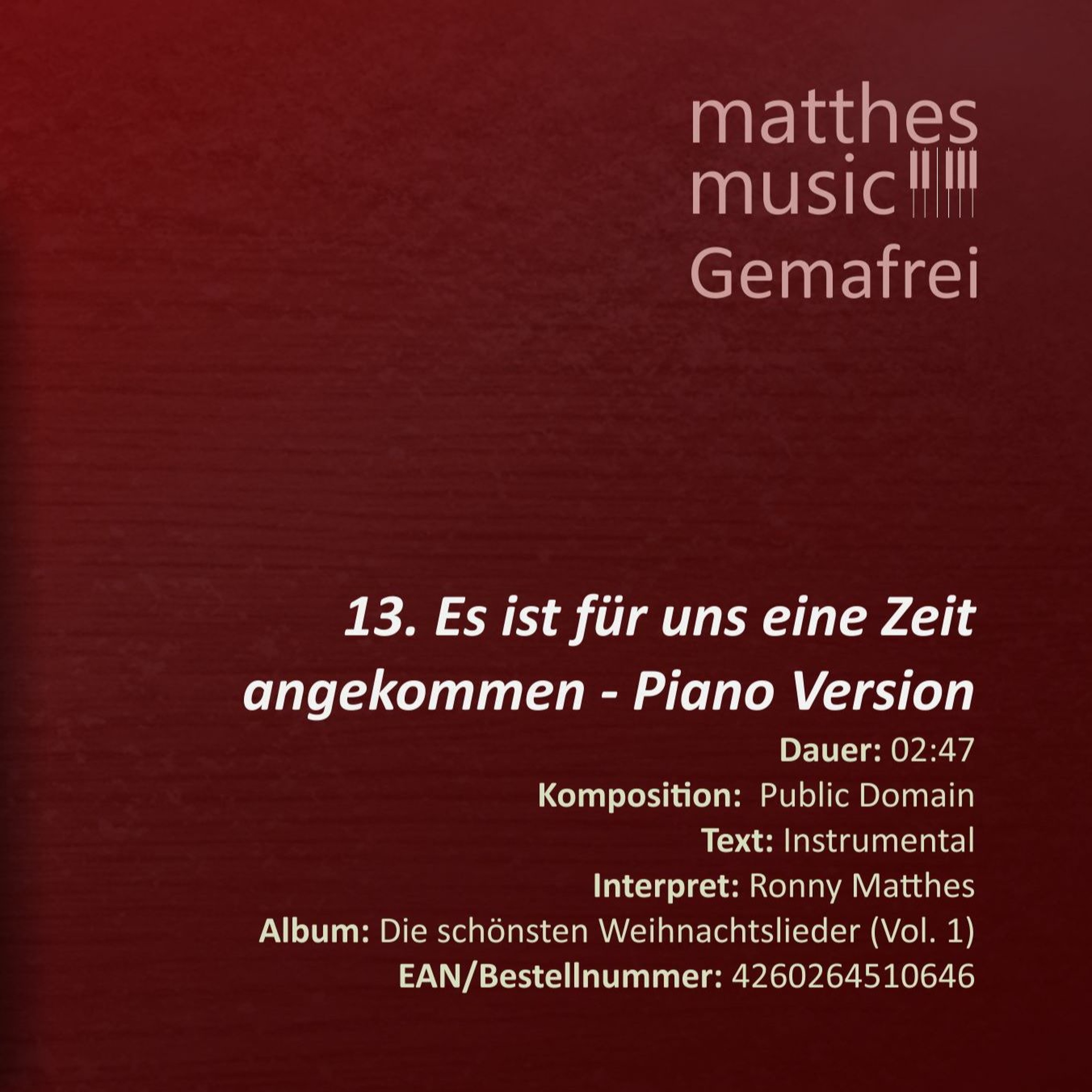 Es ist für uns eine Zeit angekommen - Klavier - (13/14) - CD: Die schönsten Weihnachtslieder episode artwork