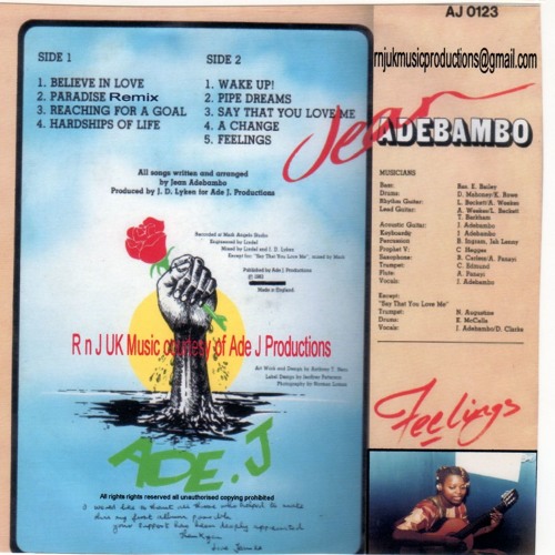 Jean Adebambo Feelings Track 9 By R N J Uk Music jean adebambo feelings track 9 by r