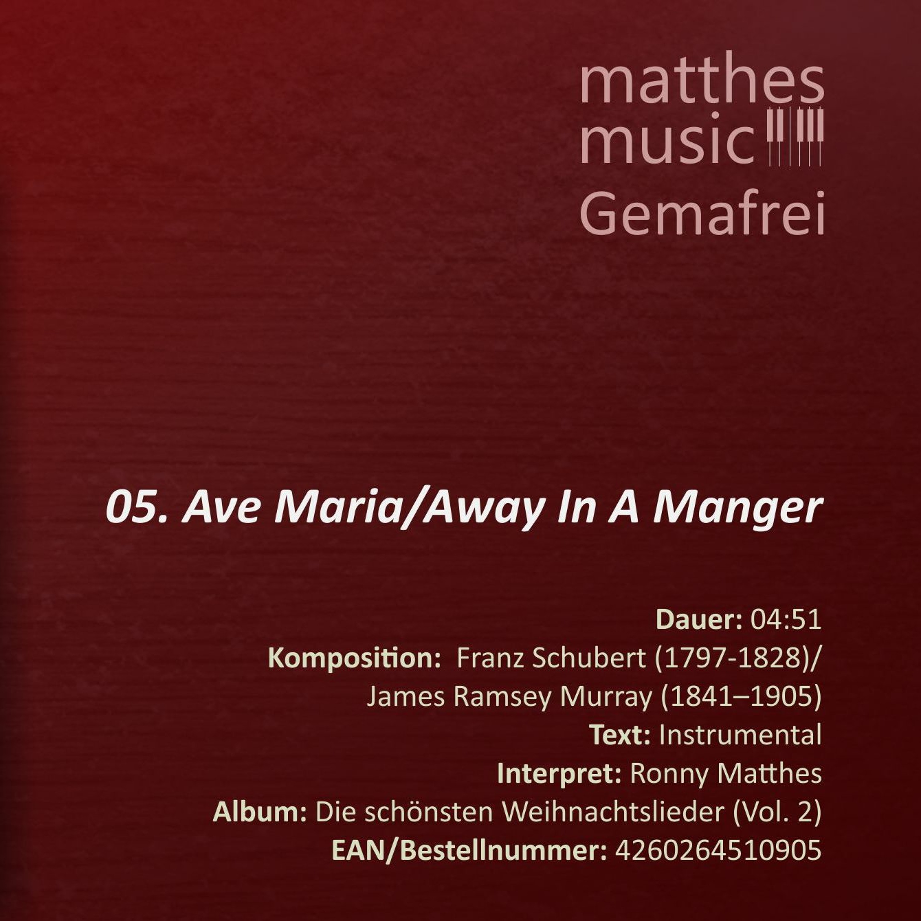 Ave Maria / Away In A Manger - (05/13) - CD: Die schönsten Weihnachtslieder (Vol. 2) episode artwork