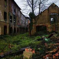 Quiet Train Station Through Huge Ruined Factory, Portugal