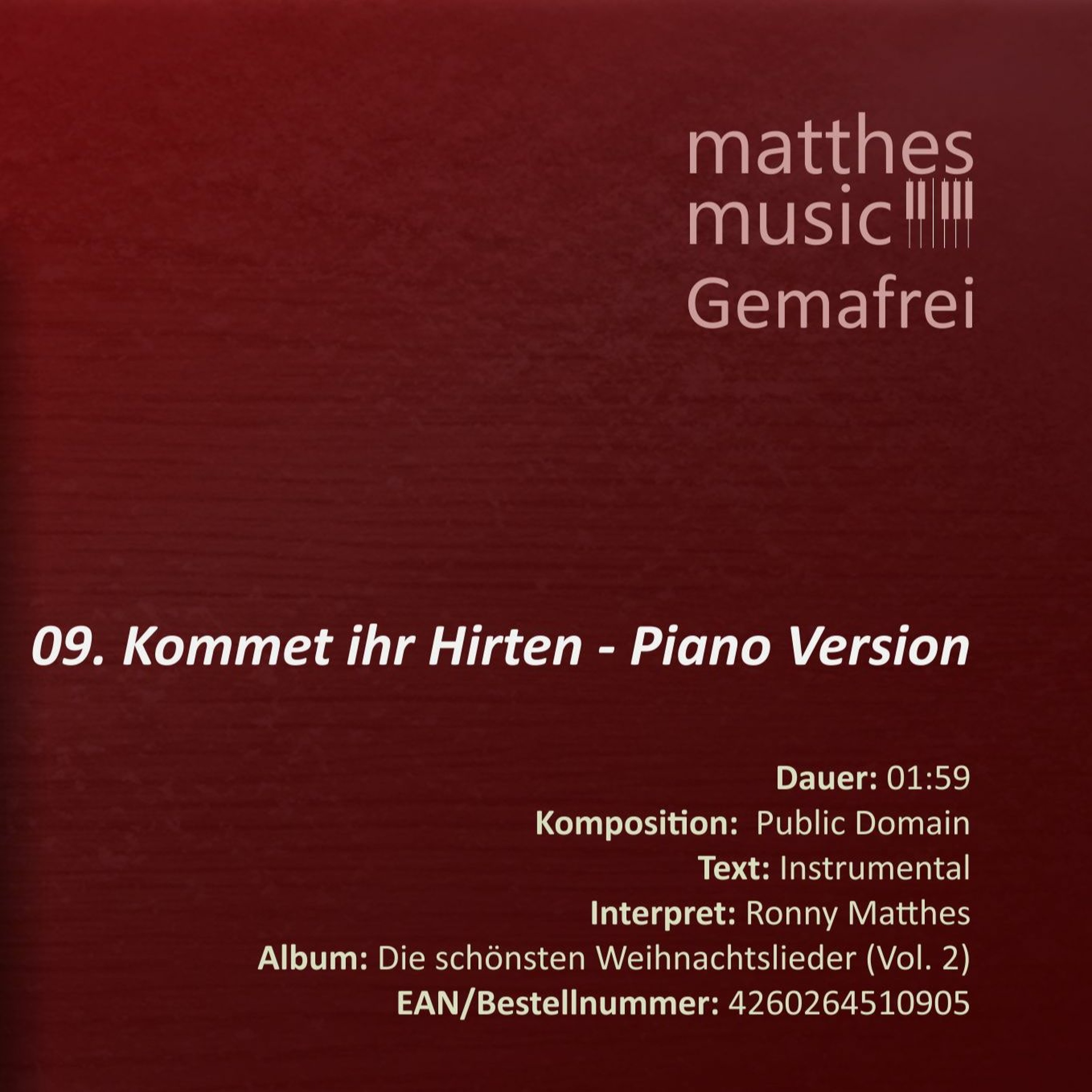 Kommet ihr Hirten - Klavier Version: Gemafrei (09/13) - CD: Die schönsten Weihnachtslieder (Vol. 2) episode artwork