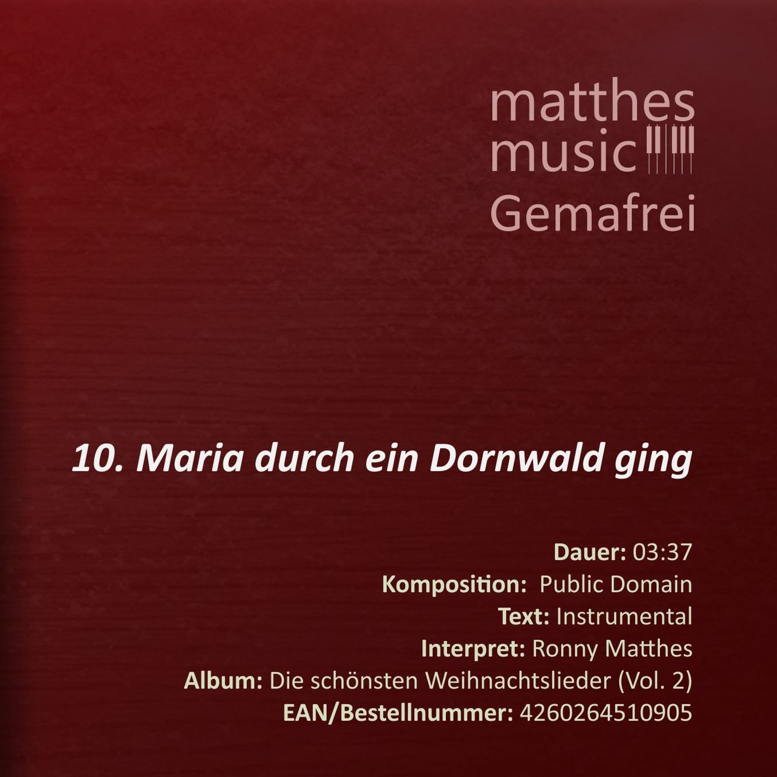 Maria durch ein Dornwald ging - instrumental(10/13) - CD: Die schönsten Weihnachtslieder (Vol. 2) episode artwork