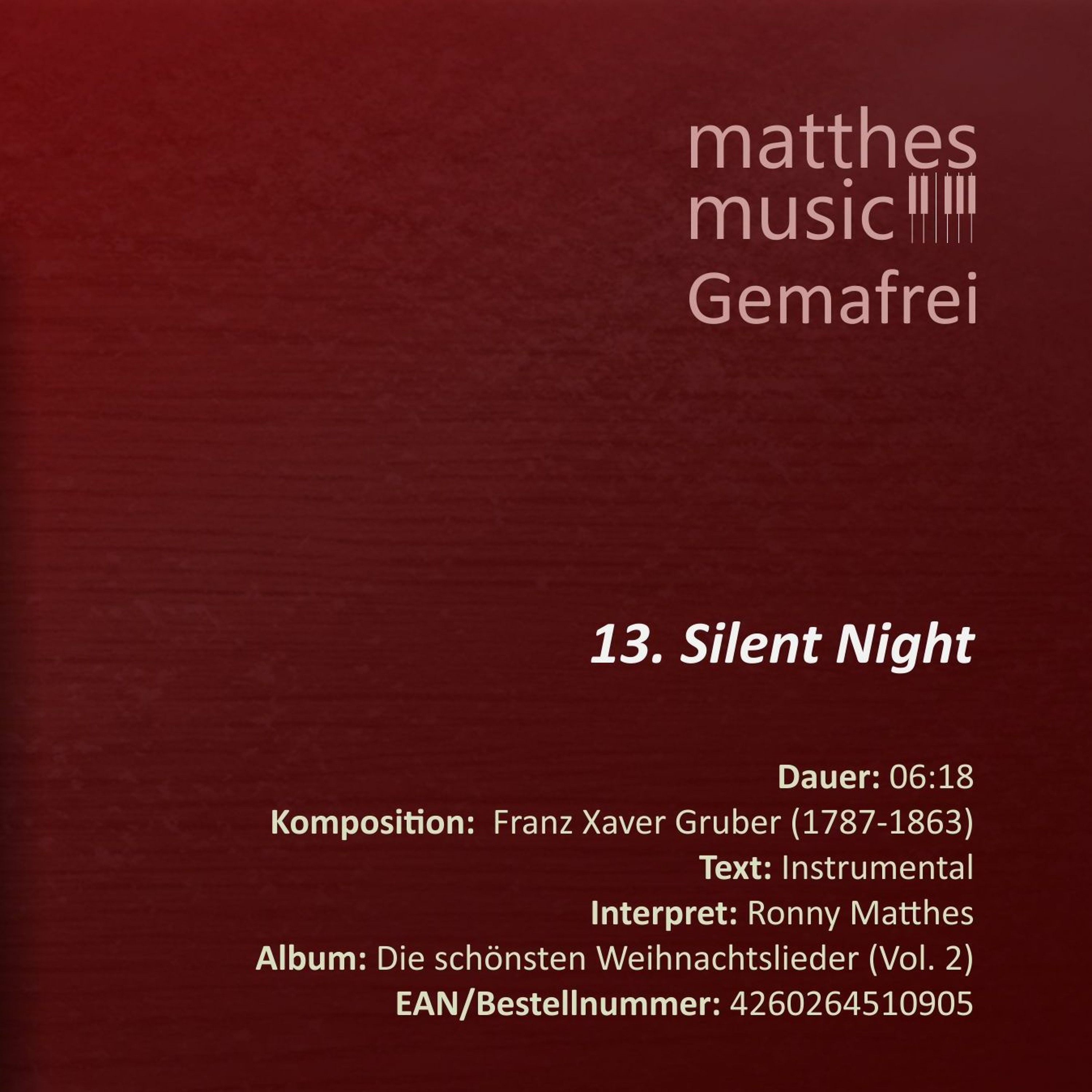 Silent Night - Gemafreie Weihnachtsmusik (13/13) - CD: Die schönsten Weihnachtslieder (Vol. 2) episode artwork