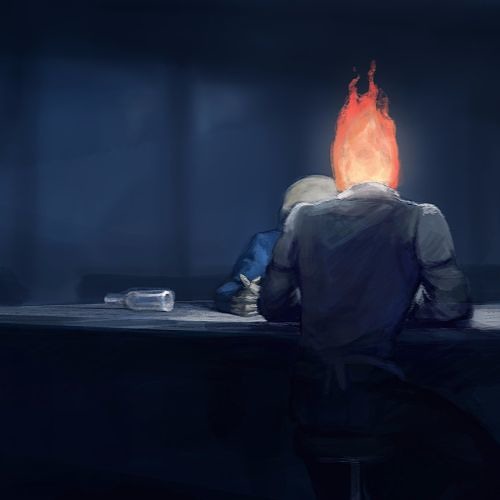 Sans out at Grillby's