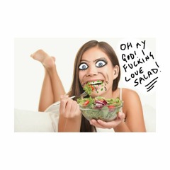 Women laughing alone with salad