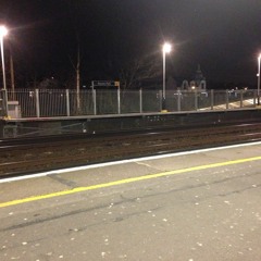 Train Railway Station In Subrub At Night Train Passing Arriving Departing People Getting Off