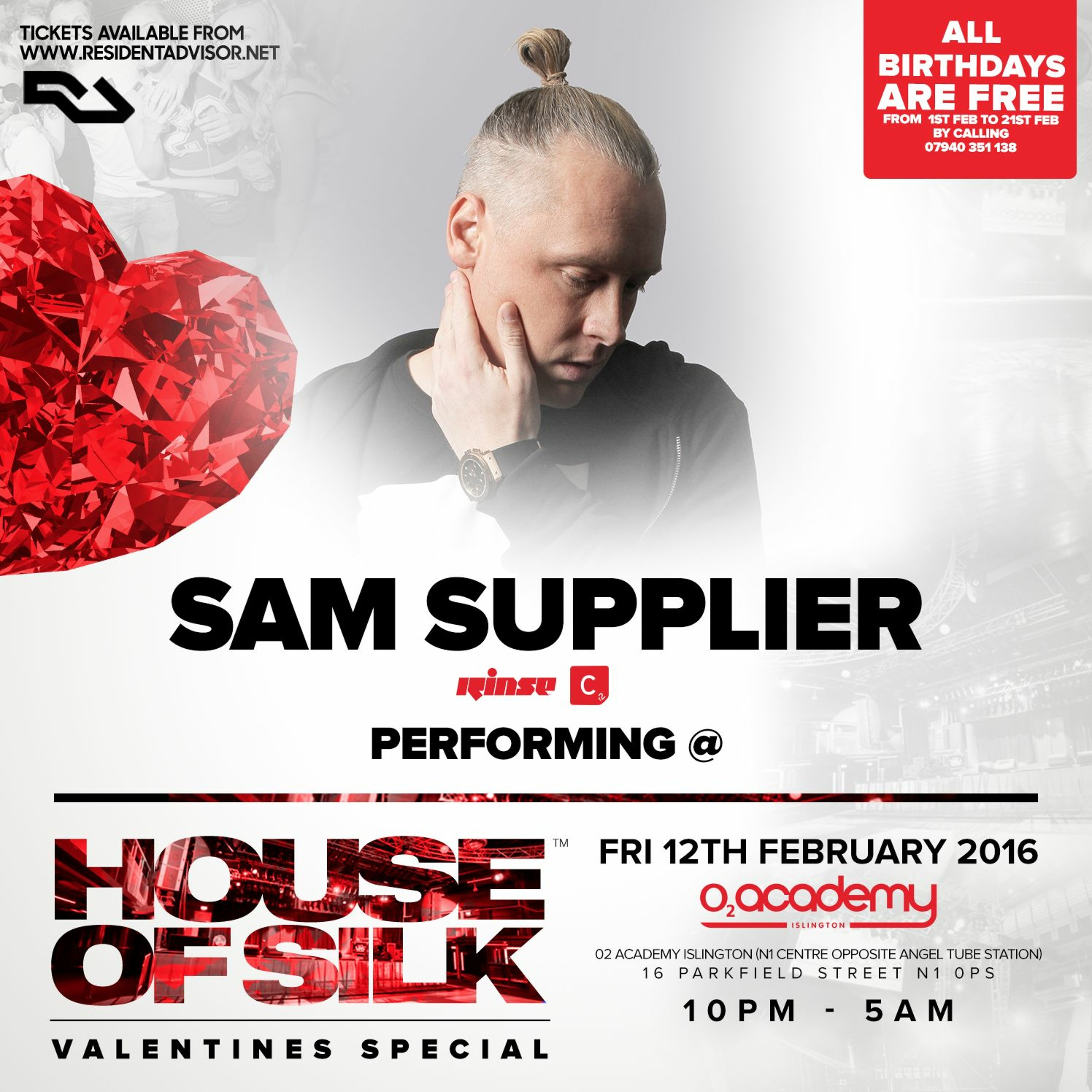 Sam Supplier - Live 02:00 - 02:45 @ House of Silk - Valentines Special - O2 Academy - 12th Feb 2016 episode artwork