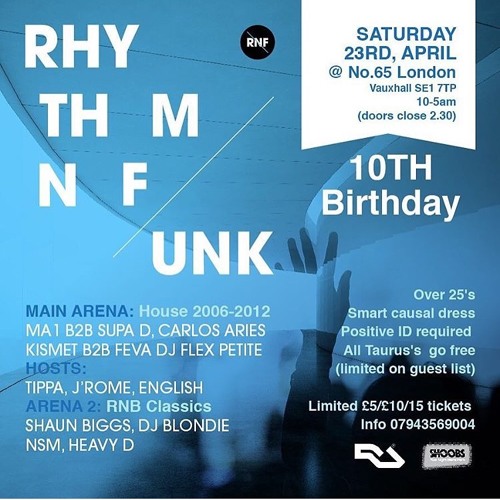 RHYTHM N FUNK 10th BIRTHDAY OLD SKOOL 2006-2013  PROMO CD MIXED BY CARLOS ARIES