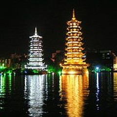 Japanese Pagoda with Reflection in Water