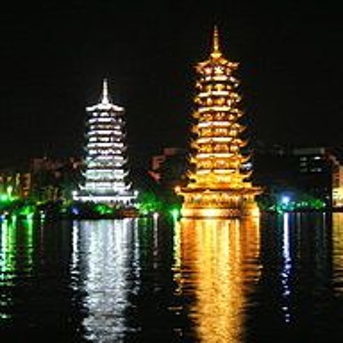 Japanese Pagoda with Reflection in Water