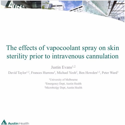 Stream 2014 ASM Vapocoolant spray on skin sterility prior to