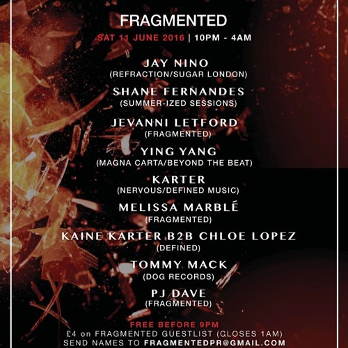 **FREE DOWNLOAD** Fragmented Promo Mix | Sat 11 June 2016 @ Horse & Groom, Shoreditch | Chloë Lopez