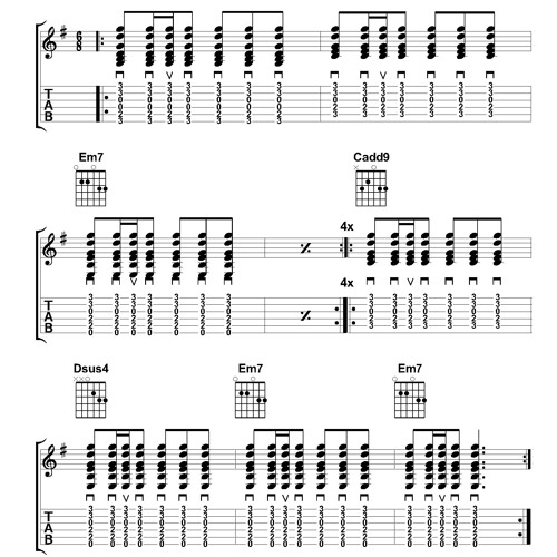 Stream | Listen to Chord Changing Rhythms with G, Cadd9, Dsus4, G/F#, and Em7 chords for Guitar and Ukulele playlist online for free on