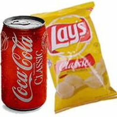A coke and a bag of chips