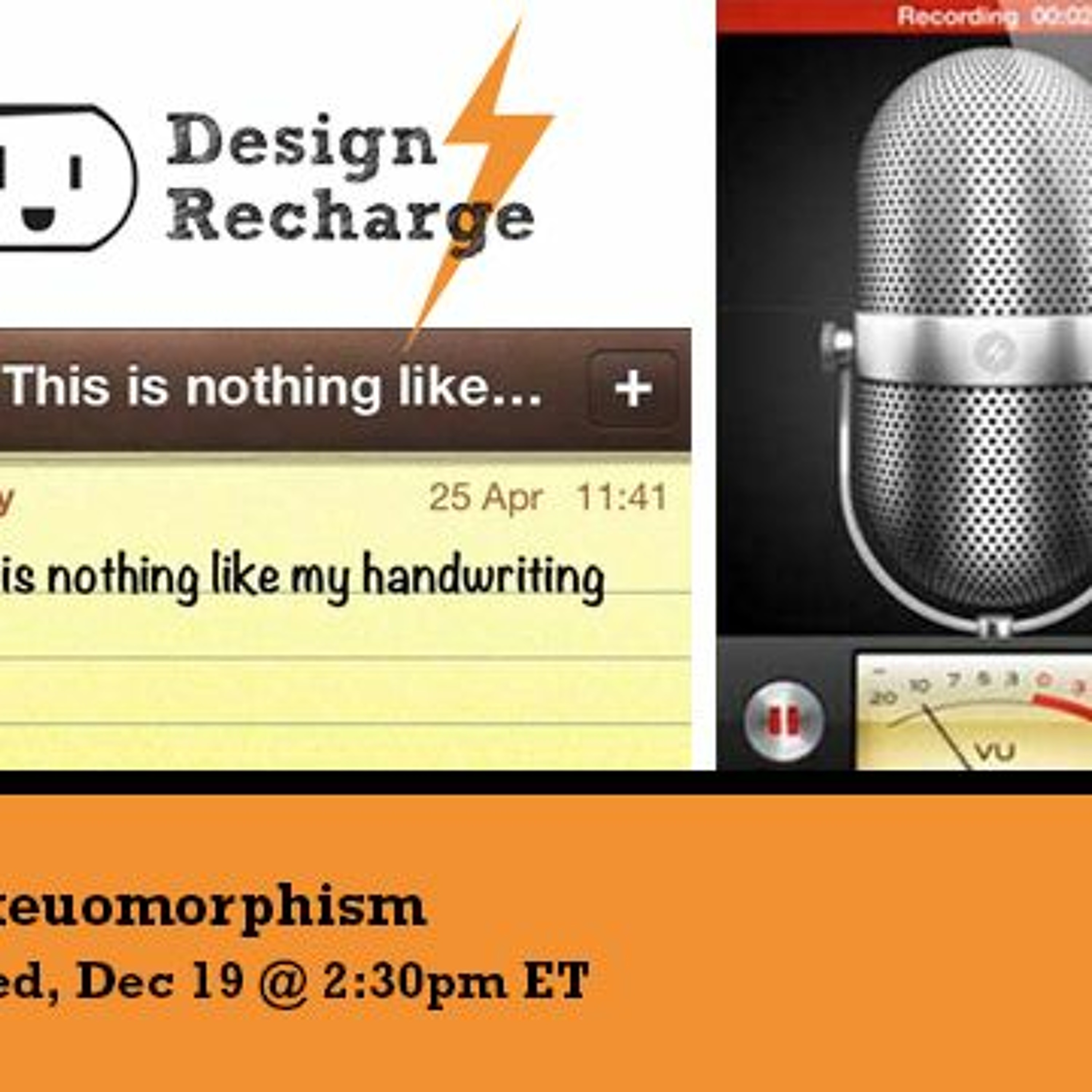 THE DESIGN RECHARGE SHOW: Kim Spencer // Skeuomorphism episode artwork