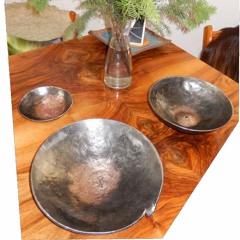 3 Iron Sound Bowls With Copper Welded Into The Middle