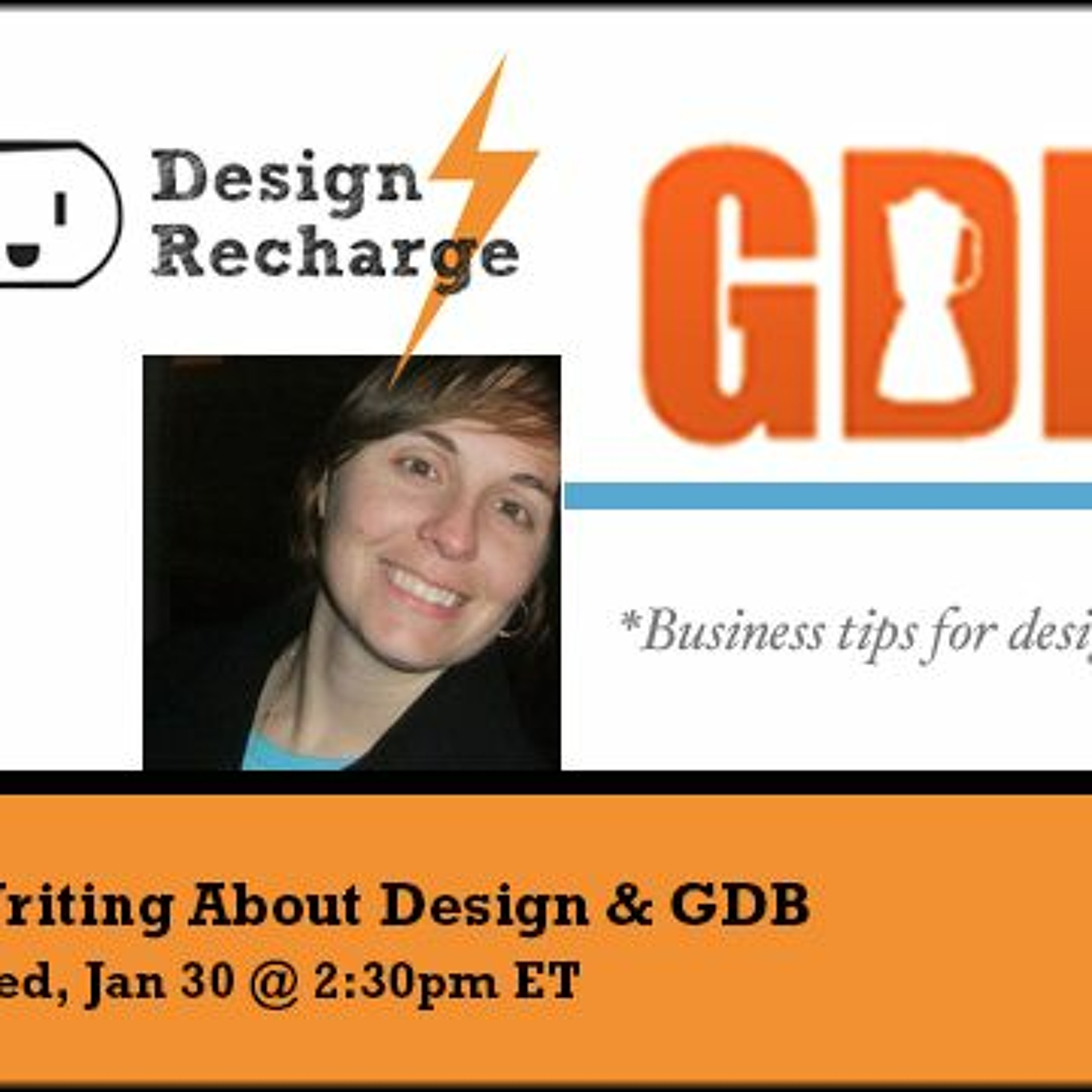 THE DESIGN RECHARGE SHOW: Writing About Design // Graphic Design Blender episode artwork