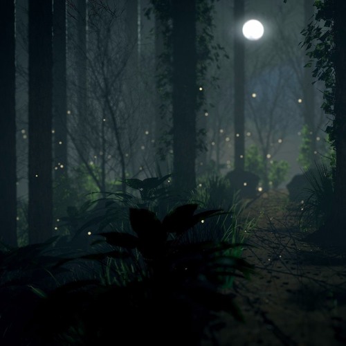 Stream Moonlight Forest wistful peaceful by alchemist