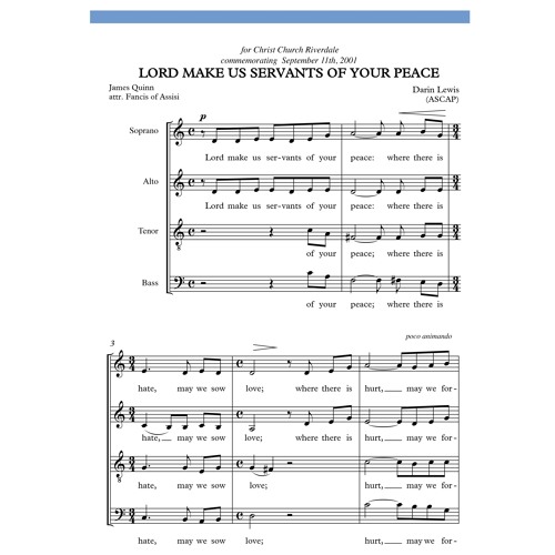 Stream darin lewis lord make us servants of your peace satb choir
