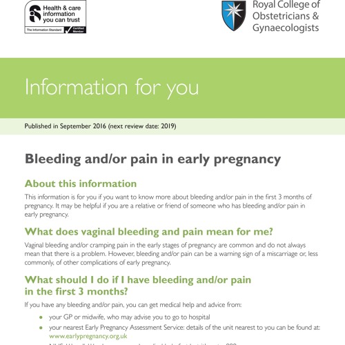 Bleeding and/or pain in early pregnancy by RCOG Free Listening on