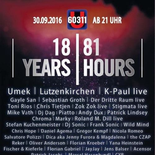 [DJ SET] Sebastian Groth at 18 Years U60311 / Frankfurt 01.10.16