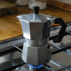 making coffee with a moka pot