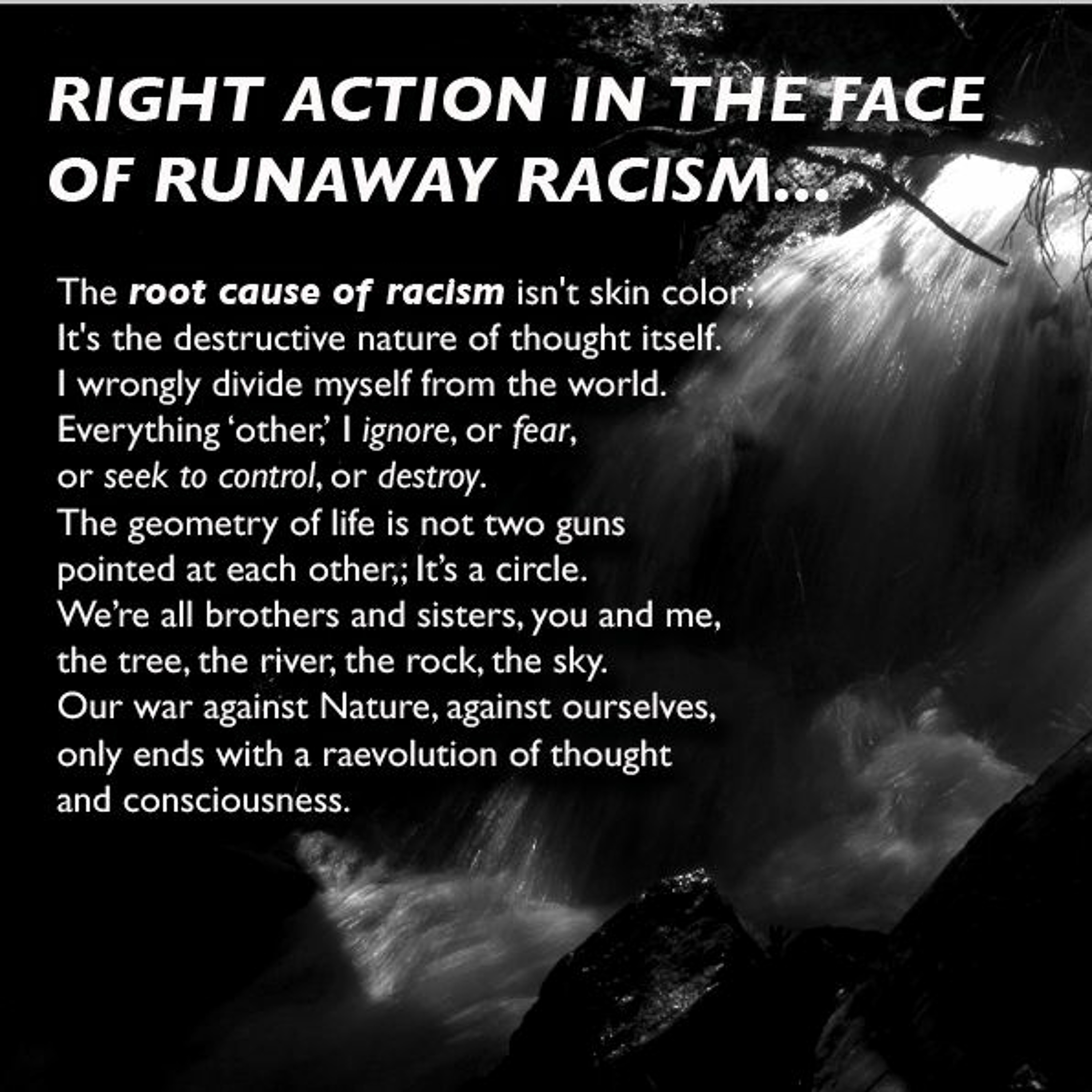 RIGHT ACTION IN THE FACE OF RUNAWAY RACISM, a way of looking episode artwork