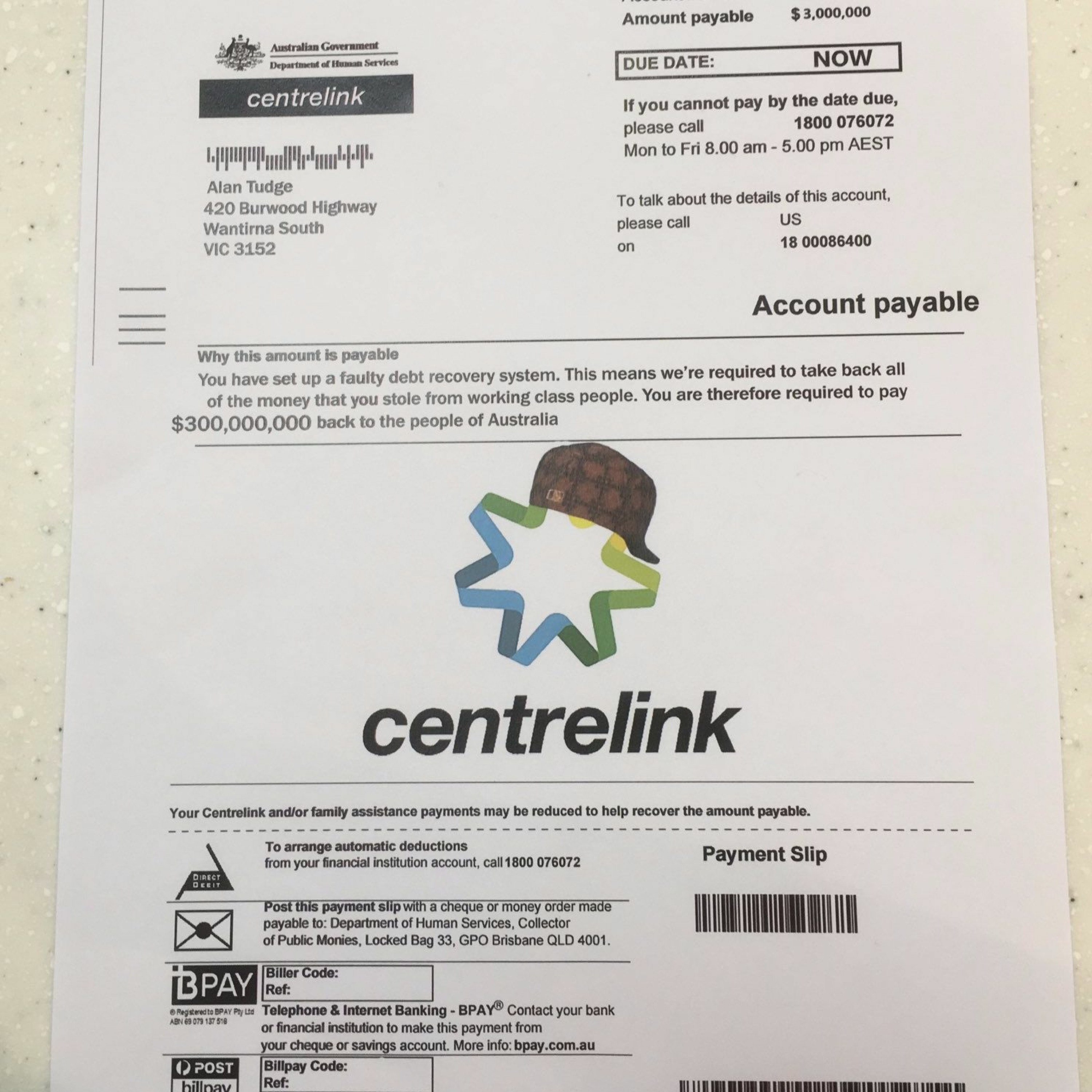 Centrelink hold music cut with #NotMyDebt messages episode artwork