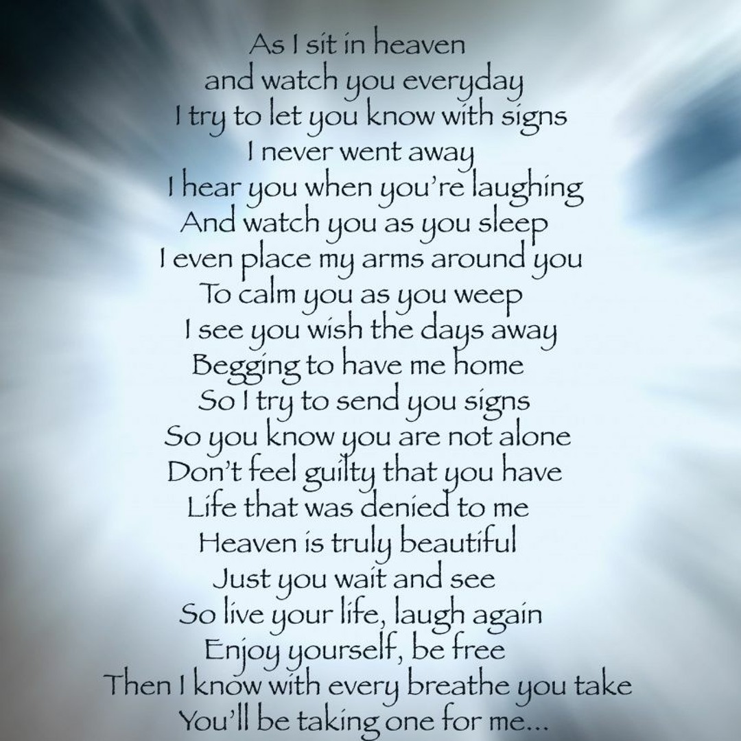 Free Printable As I Sit In Heaven Poem Free Printable As I Sit In Heaven Poem