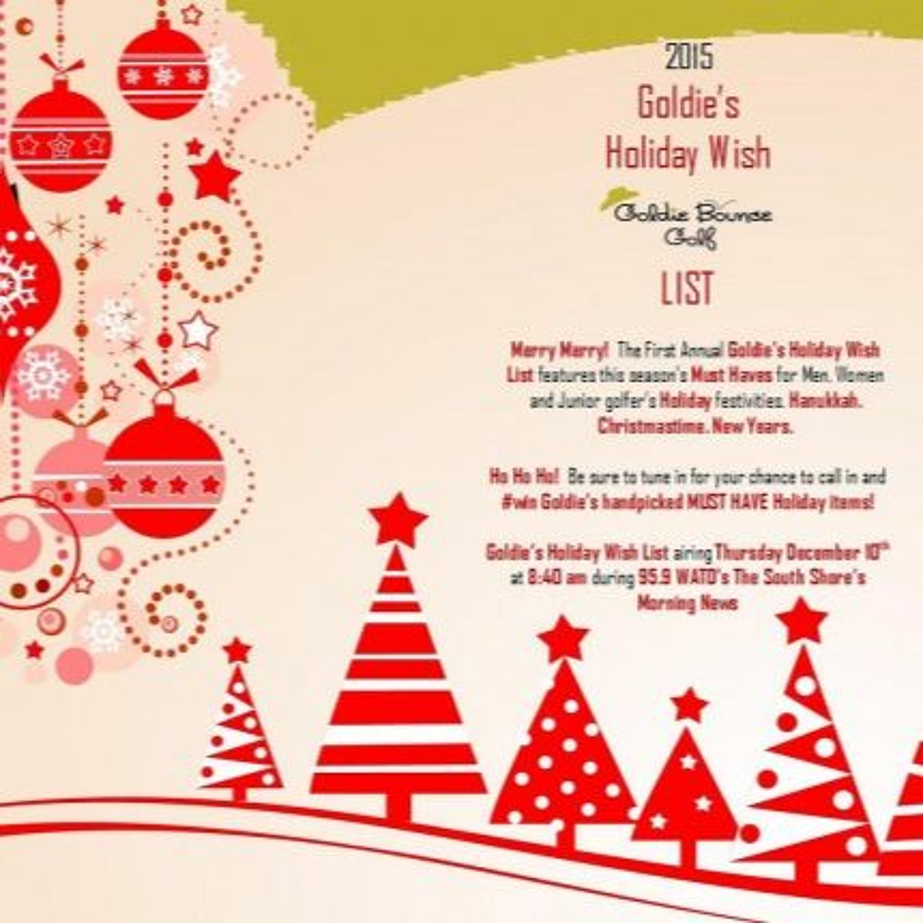 December 10. 2015 ~ Goldie's 2015 Holiday Wish List on 95.9 WATD's SSMN episode artwork