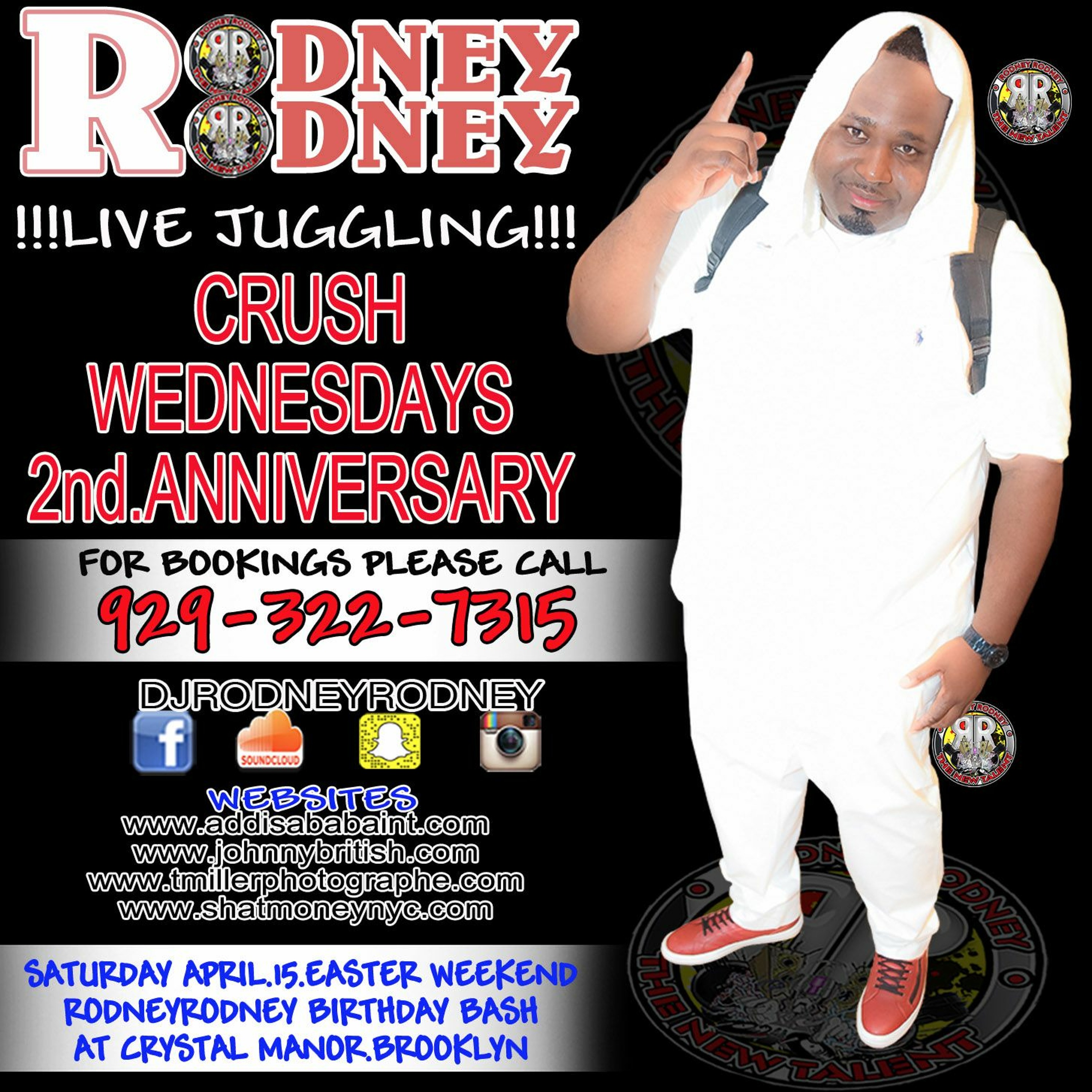 RODNEYRODNEY LIVE JUGGLING CRUSH WEDNESDAYS 2nd.ANNIVERSARY episode artwork