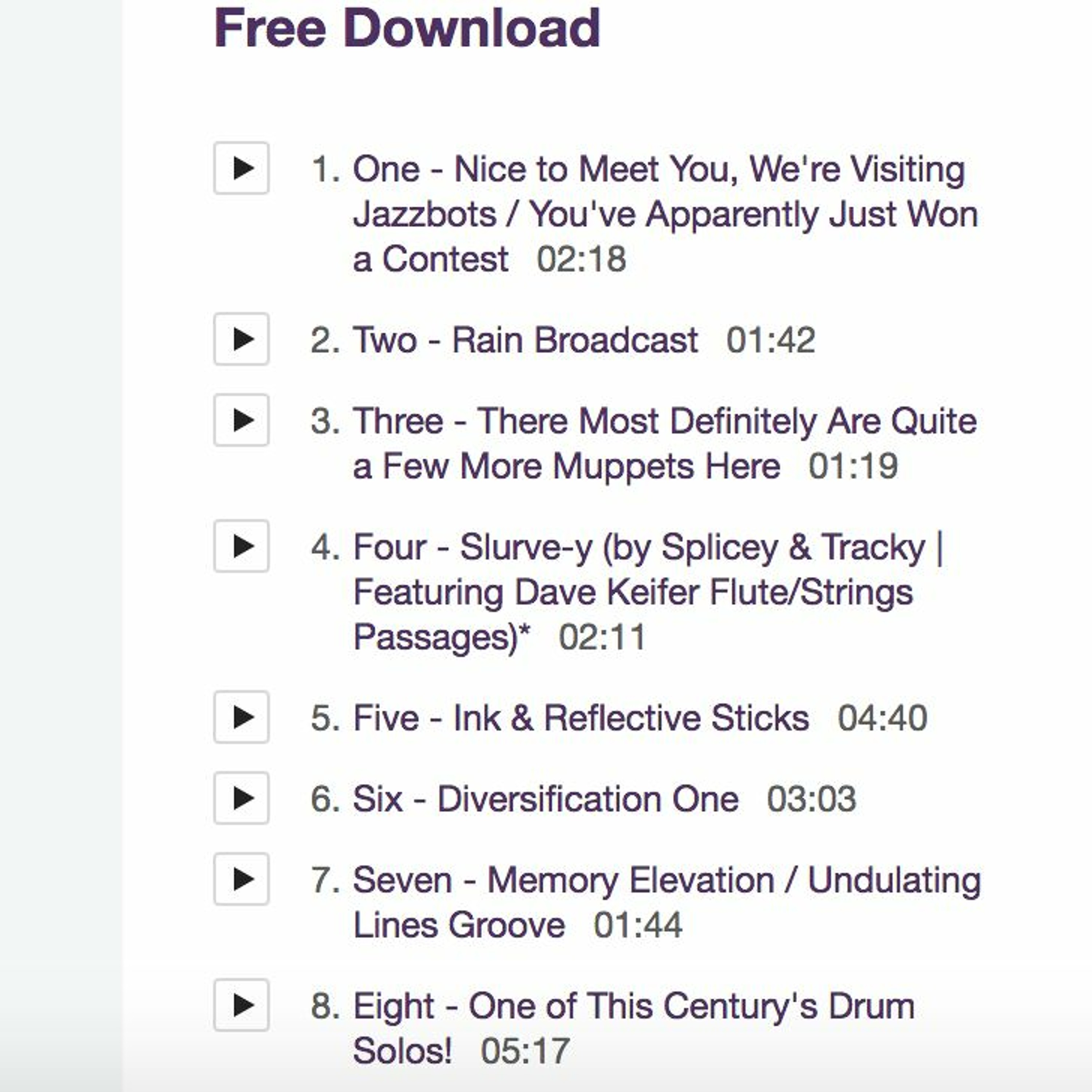Jazz Volume 3 - Sampler Track One [Tracks 1 - 8]